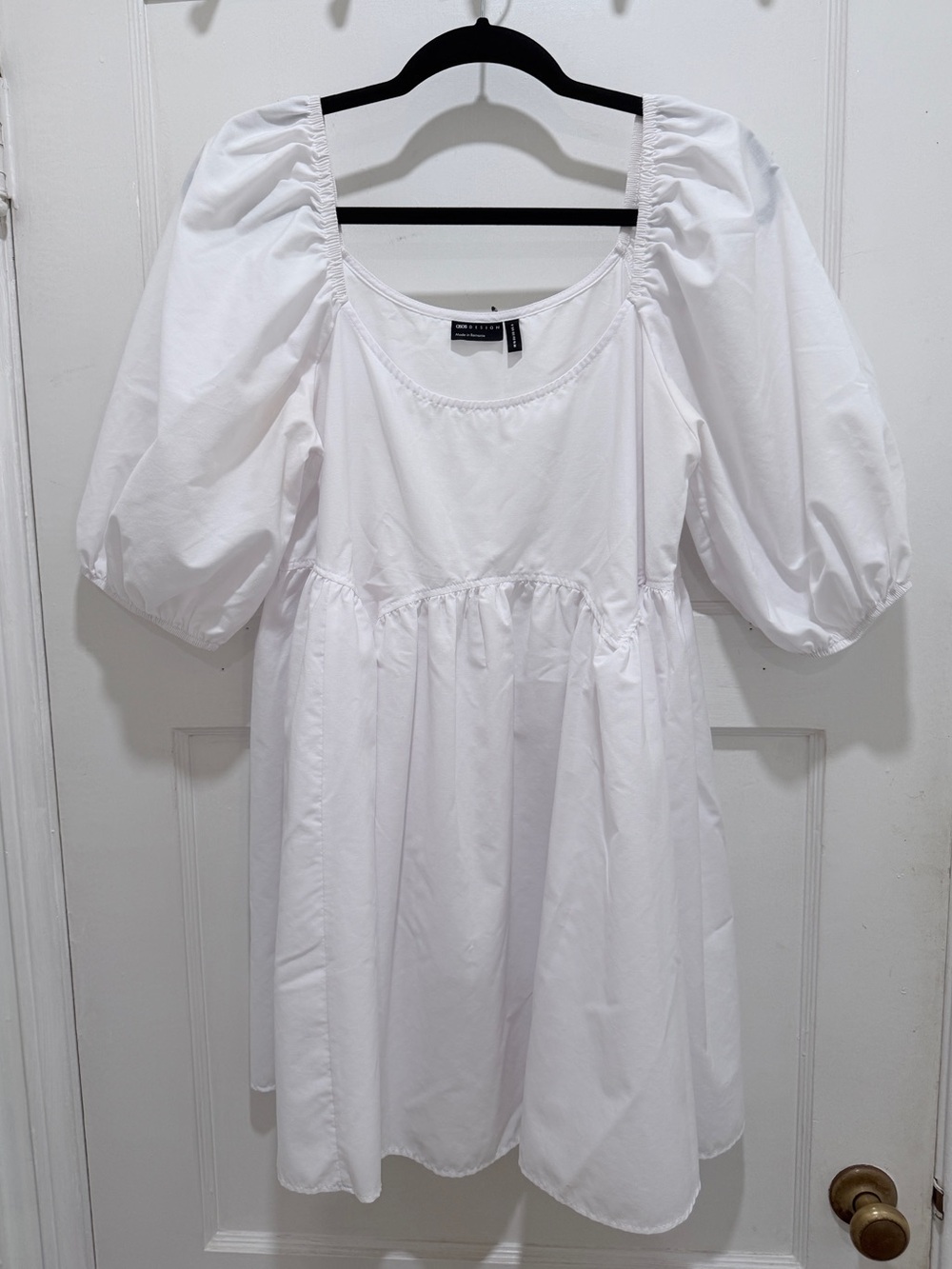 ASOS White Puff Sleeve Babydoll Dress